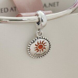 Pandora California Poppy Eschscholzia Exclusive Dangle Charm S925 Silver Pendant